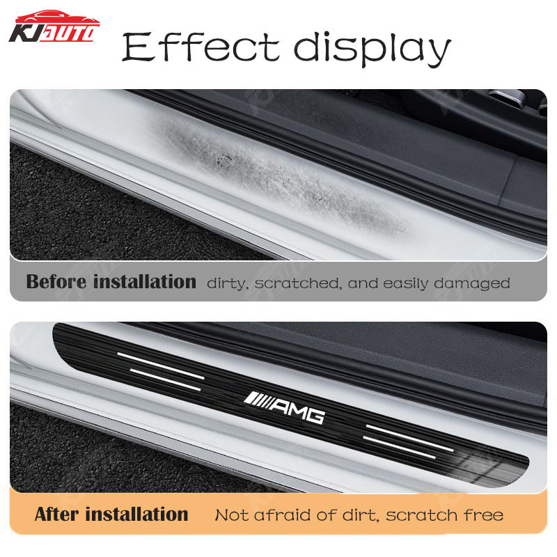 ✨Mercedes Benz Amg Cao Cấp Tùy Chỉnh Kim Loại Sill Bảo Vệ Chống Trầy Xước Chống Bụi Bẩn Thép Không Gỉ Bảo Vệ Cửa Xe Ô Tô Miếng Dán Trang Trí Phụ Kiện