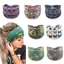 Băng đô rộng MERIGGIARE, Khăn xếp đàn hồi Boho, Lông rộng in hoa Vintage Thắt nút in khăn trùm đầu Yoga