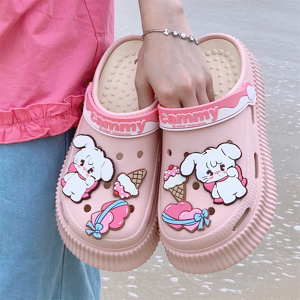 Mikko Co-Branded Hole Shoes Busch Dép hai cánh Dép che mũi Dép đế dày Dép đế dày có thể tháo rời Dép đế phẳng Dép đế dày tăng chiều cao khử mùi chống trượt ngón chân-