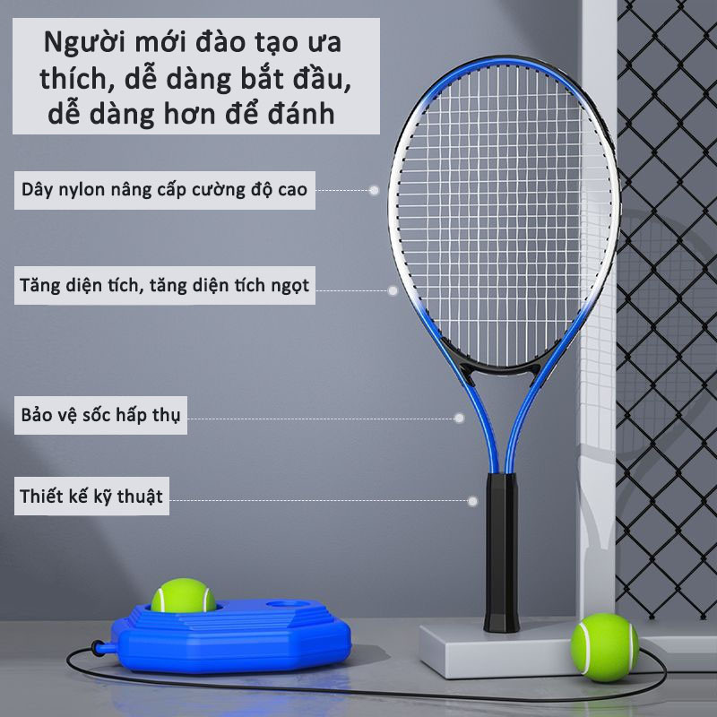 Bộ Dụng Cụ Tập Tennis Cho Một Người,Có Dây Có Thể Đàn Hồi, Bộ Vợt tennis Tự Tập Luyện Tiện Dụng Cho Người Mới Bắt Đầu