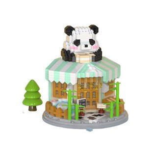 Dễ Thương Gấu Trúc Cảnh Đường Phố Hạt Nhỏ Lắp Ráp Khối Xây Dựng Đồ Chơi Đồ Trang Trí Đồ Chơi Giáo Dục