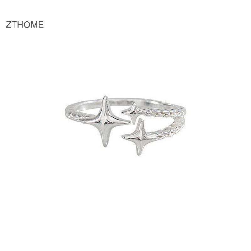 Zthome Phong Cách Hàn Quốc Màu Bạc Ins Ngôi Sao Thoáng Mát Nhẫn Thời Trang Đơn Giản Mở Ngón Tay Có Thể Điều Chỉnh Nhẫn Dành Cho Nữ Trang Sức Dự Tiệc Quà Tặng HOT
