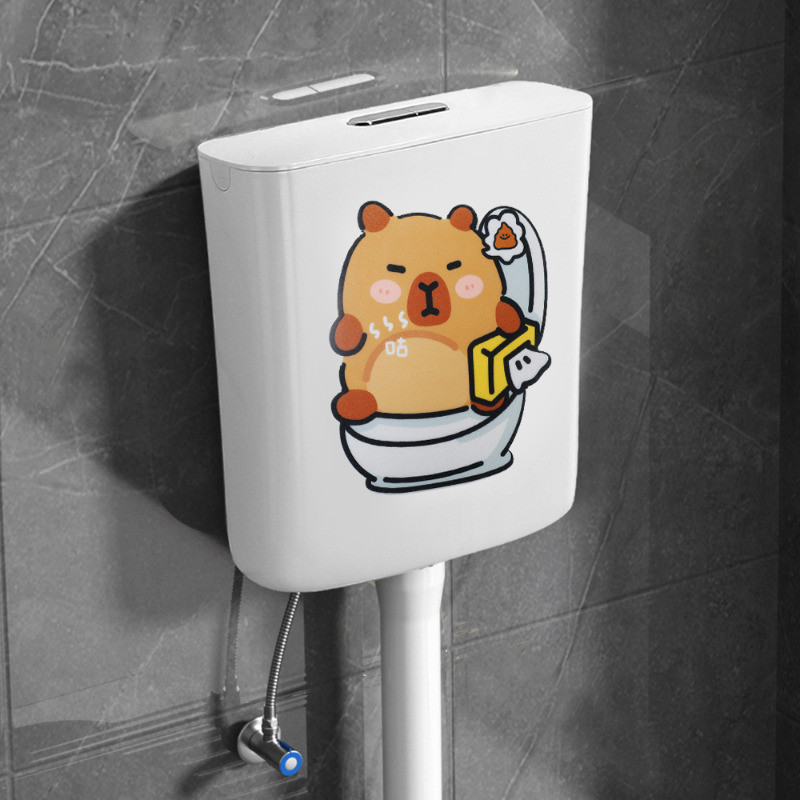 Miếng Dán Khử Mùi Nắp Bồn Cầu Capybara - Dễ Thương, Hoạt Hình, Đa Phong Cách - Bánh Ngọt Trang Trí Nhà Cửa Treo Tường - Dính Nỉ, Chống Thấm Nước, Không Mùi - Miếng Dán Hương Liệu Phòng Tắm