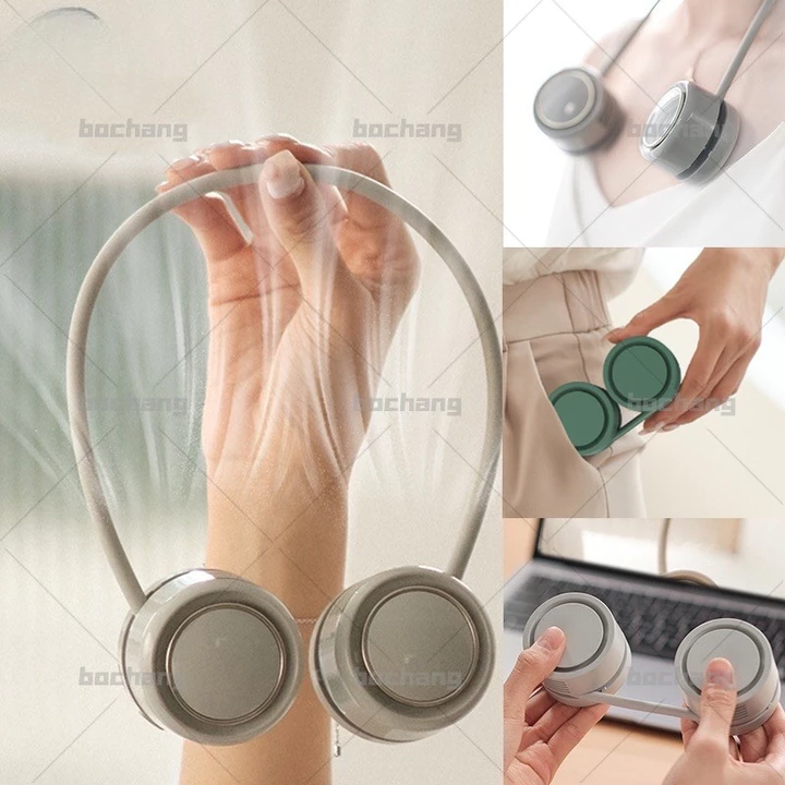 Quạt cổ di động Quạt Mini có thể sạc lại Quạt có thể gập lại rảnh tay Quạt làm mát thể thao treo không cánh Quạt làm mát thể thao có thể đeo được Bàn làm mát không lá USB Quạt treo làm mát không lá
