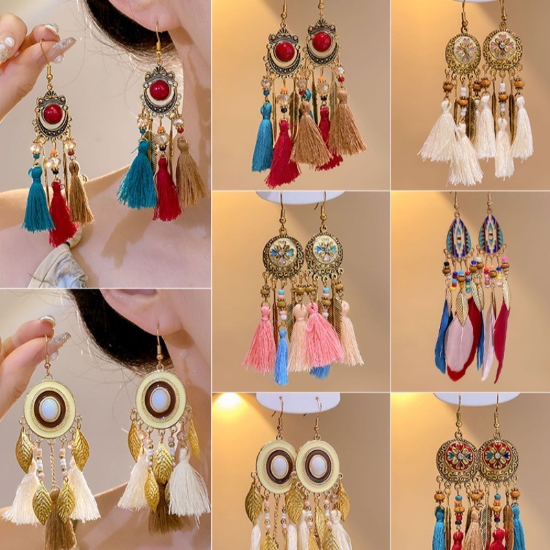 Bông Tai Phong Cách Dân Tộc Bohemian Cao Cấp, Nhẹ Nhàng Sang Trọng 2024