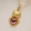 Màu Vàng Kitty Trái Tim Vòng Cổ Hello Kitty Kẻ Sọc Hồng Tím Trái Tim Zircon Mặt Dây Chuyền KT Nữ Vòng Cổ