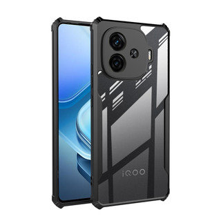 Ốp Điện Thoại Trong Suốt Cho Vivo iQOO 13 12 Neo 10 9 9s 8 7 Pro 11 9T 6 SE Ốp Lưng Màu Đen Chống Rơi Điện Thoại Acrylic Bảo Vệ Toàn Diện