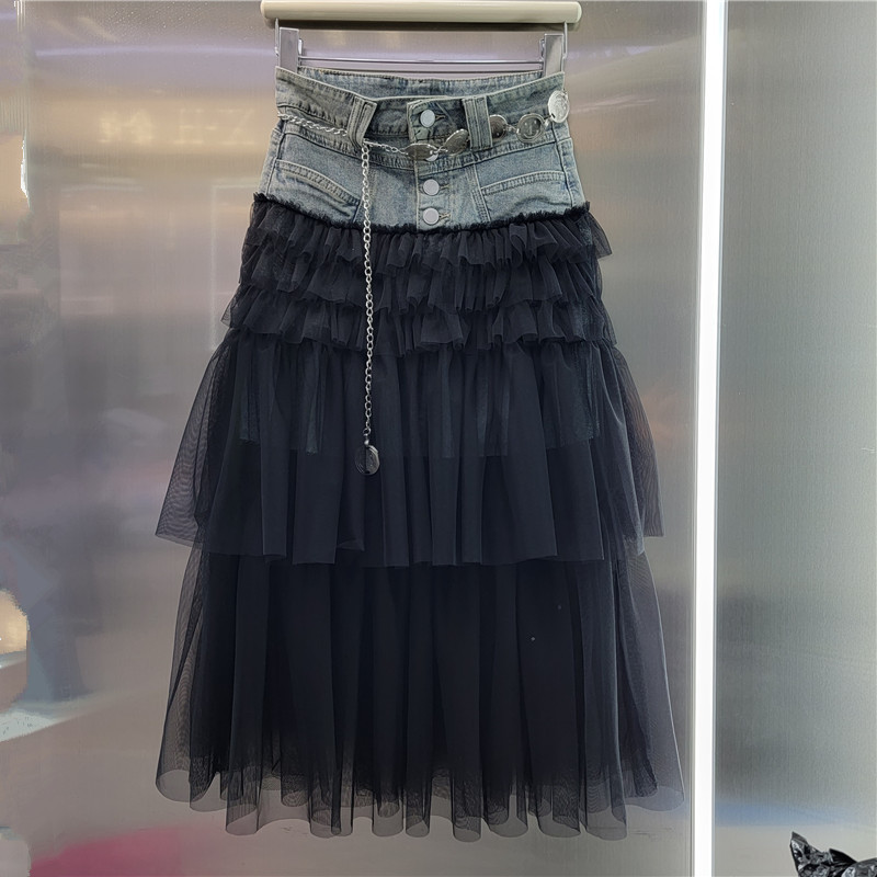Thiết Kế Váy Denim Nữ Phong Cách Mới Giảm Tuổi Ôm Hơn Nhìn Khâu Gạc Cao Cấp Chữ a Váy Dài