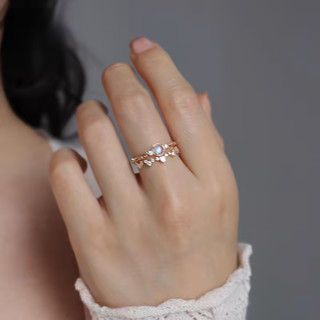 Nhẫn Đá Mặt Trăng Trắng Trong Suốt Cổ Tích Nhẫn Nữ Có Thể Điều Chỉnh Mở Phong Cách Nhật Bản Đầu Thời Trang Tinh Tế Đơn Giản Nhẫn Ngón Trỏ