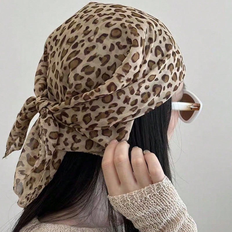 VIC Da Báo Họa Tiết Khăn Lụa Tam Giác Hợp Thời Trang Trùm Đầu Ren đa Năng cho Bữa Tiệc và Lễ Hội