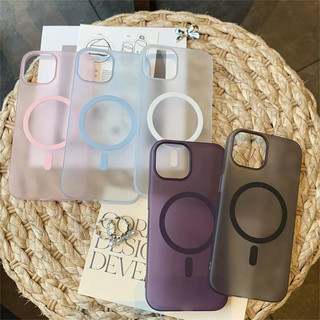 Ốp điện thoại cứng PC trong suốt mờ siêu mỏng từ tính cho iPhone 16 15 14 13 12 11 Pro Max 14 15 Plus Ốp lưng trong suốt
