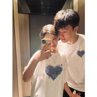 HIIXIIVI Mới Phong Cách Hàn Quốc Thời Trang Nữ Quần Áo Rời Cặp Đôi Áo Thun Cotton Tay Ngắn Oversize Tee Nhân Quả Người Phụ Nữ Cổ Tròn Áo