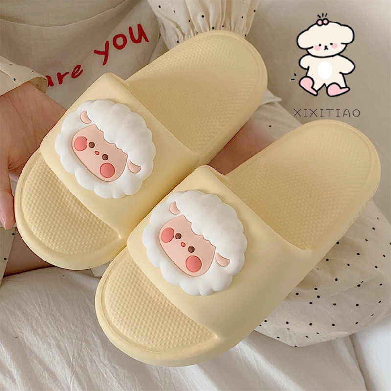 Xixitiao Dép Mùa Hè Nhà Thường Ngày Phong Cách Mới Thời Trang Đế Mềm Dễ Thương Cừu Nhỏ Nữ