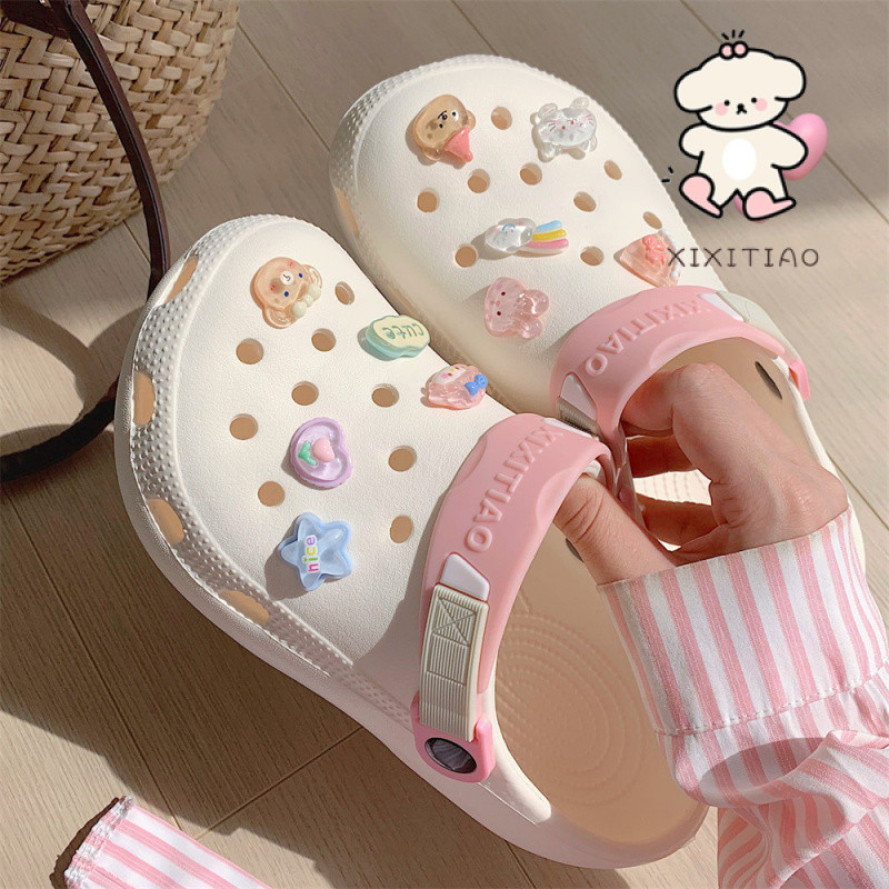 Xixitiao Dép Hoạt Hình Gấu Nữ Phong Cách Mới Mùa Hè Ngoài Trời Dễ Thương