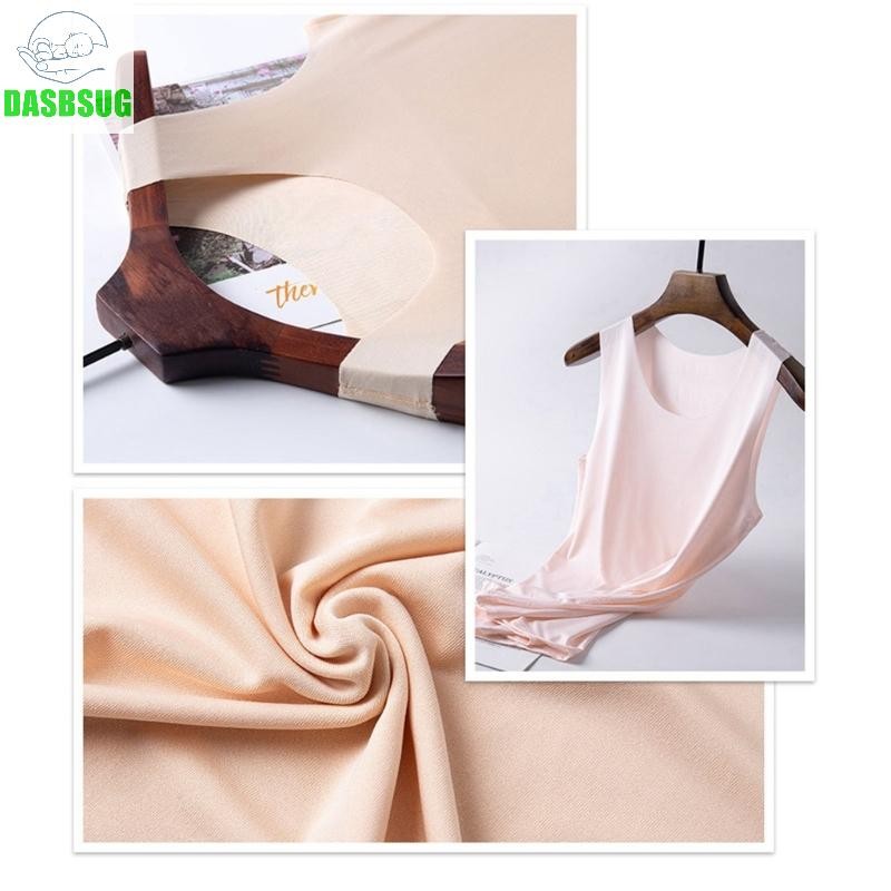 Dasbsug Nữ Mùa Hè Băng Lụa Liền Mạch Cho Xe Tăng Top Cơ Bản Không Tay Cổ Tròn Racerback Thể Thao Áo Sơ Mi Mỏng Trơn C