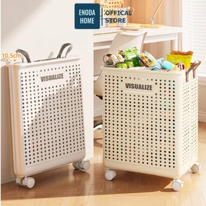 Giỏ Nhựa Đựng Đồ Enoda Home, Giỏ Đựng Đồ Gia Đình Có Bánh Xe, Có Thể Gấp Gọn Màu Sắc Tươi Sáng Q046