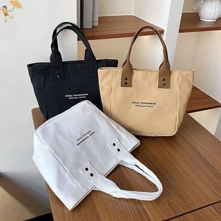 [Gou] Túi Tote nữ màu trơn Túi mua sắm bằng vải Canvas có thể tái sử dụng Túi đựng đồ ăn trưa dung tích lớn VN