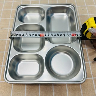Khay cơm inox 5 ngăn sâu lòng (28 x 22 x 4cm), khay cơm cao cấp - Trường An VN