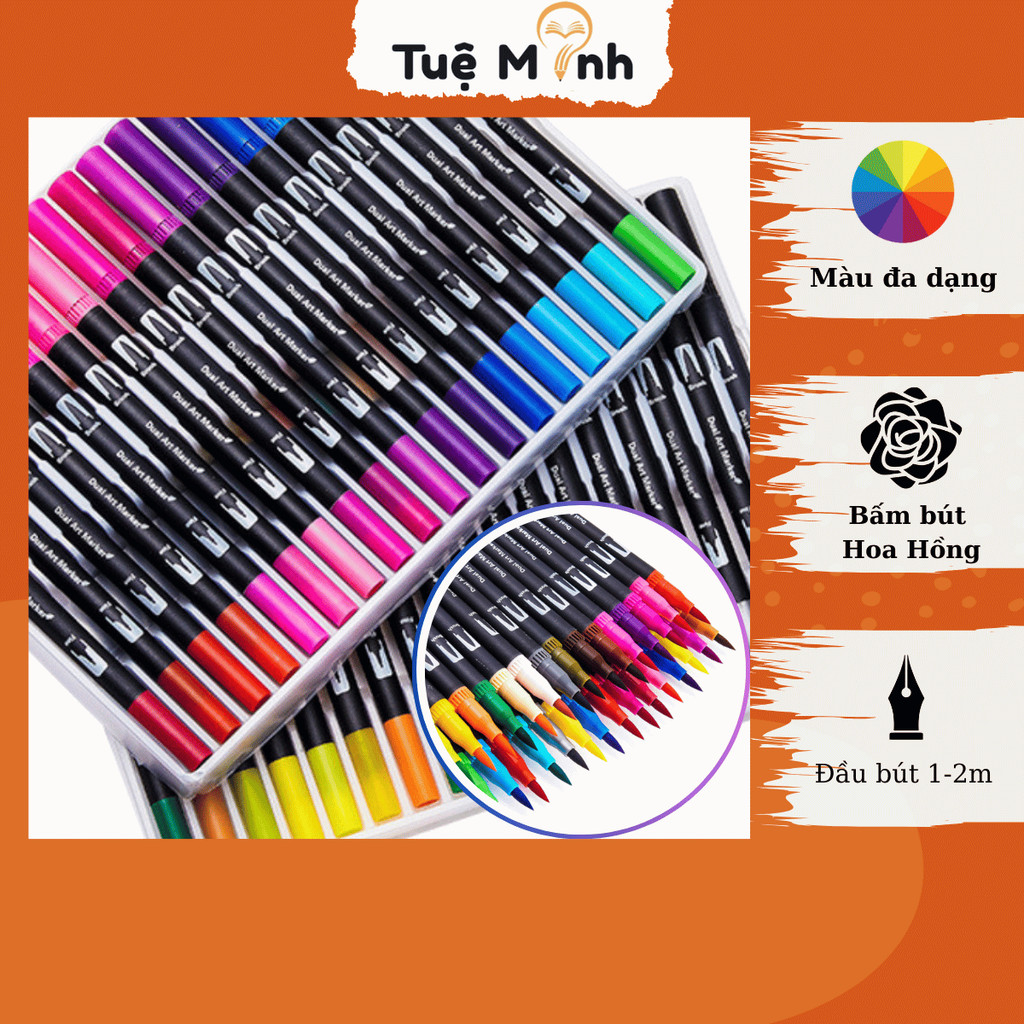 Bộ 12 bút màu Marker brush 2 đầu viết trên nhiều chất liệu B123 bút ...
