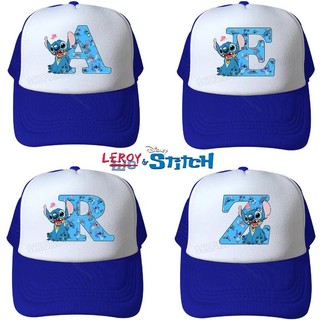Stitch hoạt hình in mũ bóng chày Chữ A-Z thoáng khí mũ chống nắng lưới polyester mũ xe tải có thể điều chỉnh mũ quà tặng sinh nhật