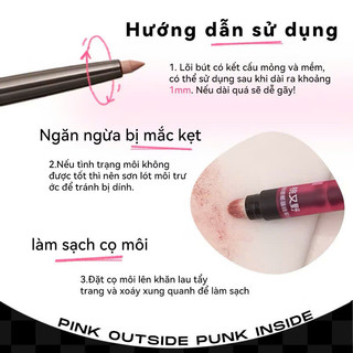 [Tặng Cọ Son]  Chì Kẻ Viền Môi PinkPunk 3in1, Chì Mịn Kèm Cọ Tán Và Đầu Gọt Ngòi Chì, 0.25g