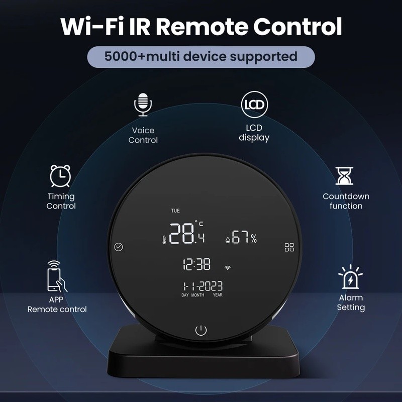 Tuya WiFi Smart IR Điều khiển từ xa với độ ẩm nhiệt độ, hồng ngoại đa năng thông minh hoạt động cho Alexa Google Home