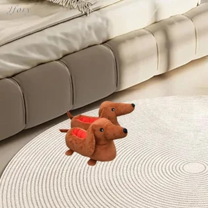 Dachshund Dép Ấm Áp Thu Đông Sàn Dép Nhà Giày Hoạt Hình Chống Trượt Trượt Giày Dép Cotton Cho Nữ