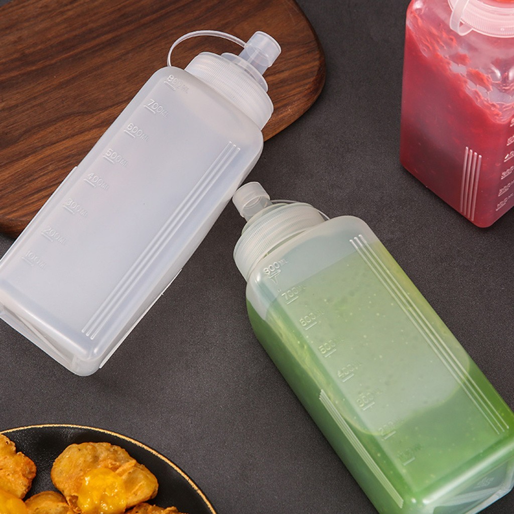 Bóp Chai Nước Sốt Hộp Đựng Gia Vị Miệng Lớn Chống Bụi Gia Vị Nhà Bếp Salad Sốt Dầu Ô Liu Chai