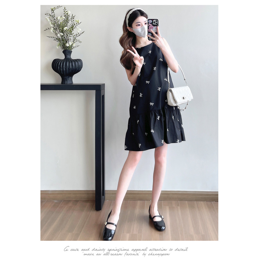 Trang phục bà bầu Thời trang mùa hè Hợp thời trang Mẹ Nơ Áo Vest không tay
