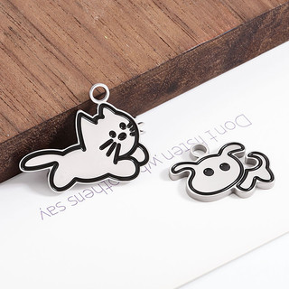 Đánh Bóng Thép Không Gỉ Hoạt Hình Chó Mặt Dây Chuyền Dễ Thương Mèo Con Quyến Rũ Cặp Đôi Tự Làm Trang Sức Handmade Phụ Kiện