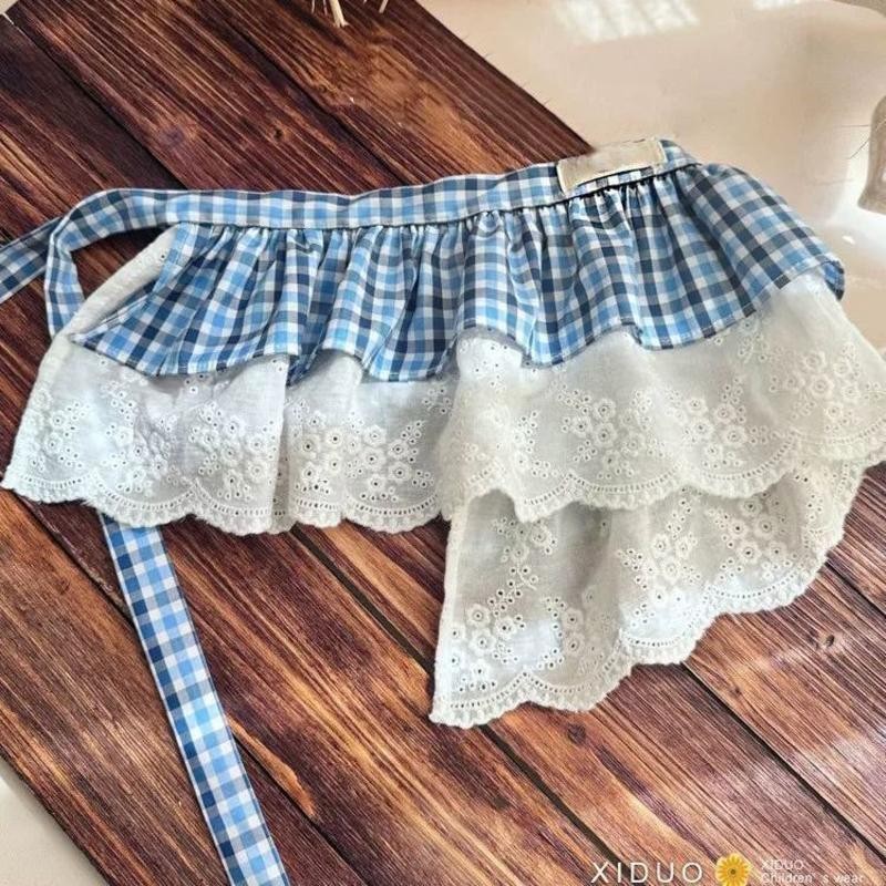 Bé Gái Ngọt Ngào Ren Lớp Rèm Đánh Hơi Mùa Hè Màu Xanh Khâu Xếp Ly Váy Bánh