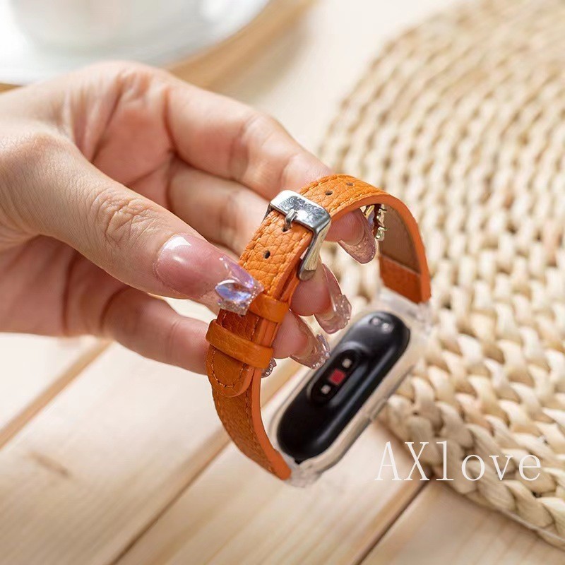 Dây đeo đồng hồ bằng da 14mm cho Xiaomi mi band 10 9 8 7 6 5 4 3 Nam Nữ Dây đeo thay thế Dây đeo cổ tay Không có đầu nối