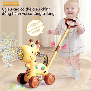 Trẻ Em Hoạt Hình Hươu Xe Đẩy Bong Bóng Máy Xe Đẩy Hai Trong Một Bong Bóng Điện Thổi Xe Âm Thanh Ánh Sáng Đồ Chơi Ngoài Trời