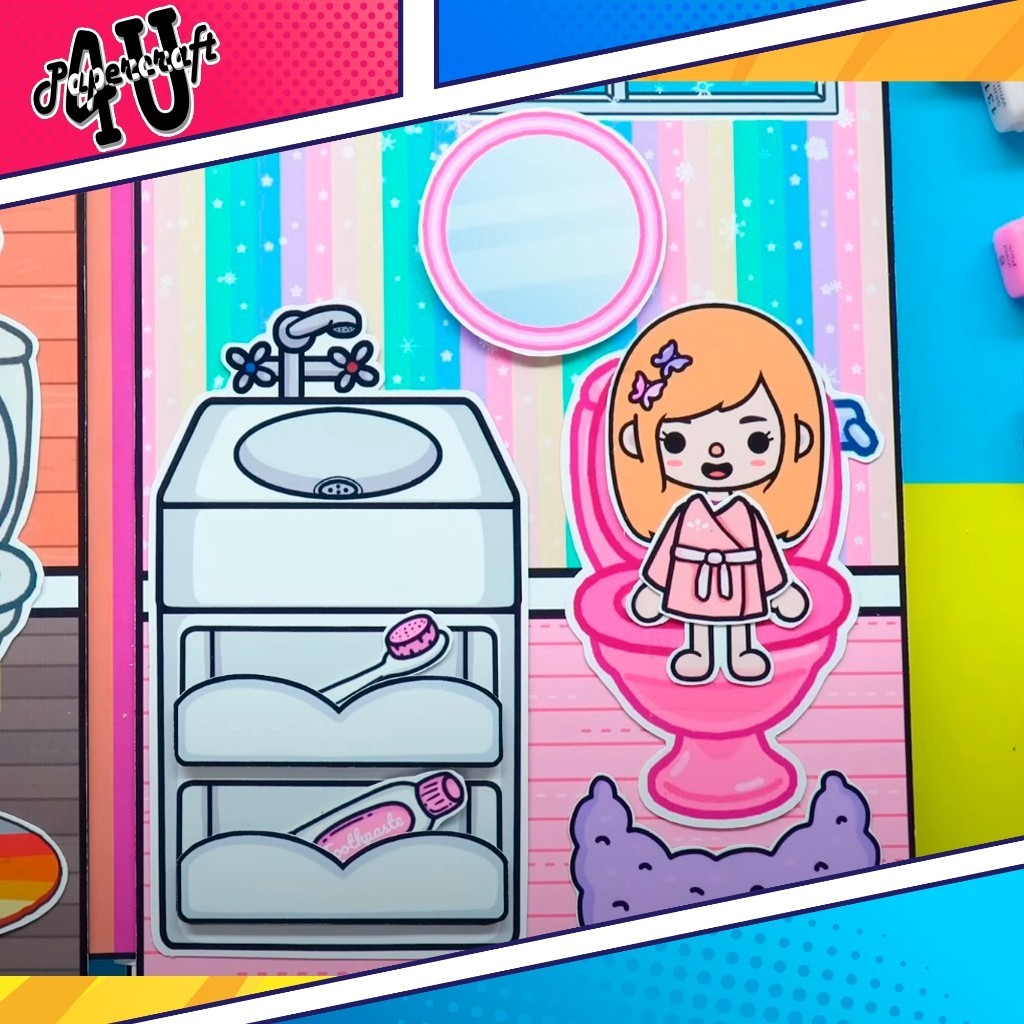 ĐỒ CHƠI NGÔI NHÀ BÚP BÊ GIẤY CẮT THỦ CÔNG DIY - TOCA LIFE WORLD -  MẪU TA24 - RICH & POOL