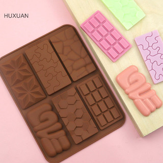 Huxuan 6 Lưới Nhỏ Vách Ngăn Hình Chữ Nhật Thanh Sôcôla Silicon Khuôn Kẹo Khay RFT
