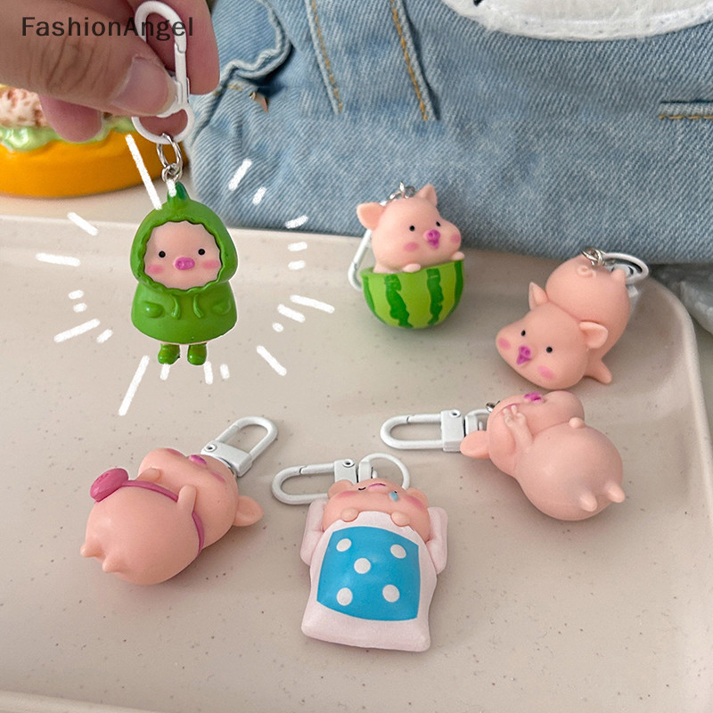 FashionAngel Dễ Thương Ngộ nghĩnh Ba Chiều Heo Móc Khóa Hình Động Vật Móc Khóa Túi Điện Thoại Di Động Mặt Dây Chuyền Trang Trí Phụ Kiện TH