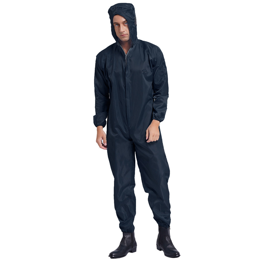 YOOJOO Unisex Chống Tĩnh Điện Chống Bụi Có Mũ Trùm Đầu Coverall Dây Kéo Phía Trước Full body Áo liền quần Quần Lót Cho Công Nhân Xưởng Xịt Sơn