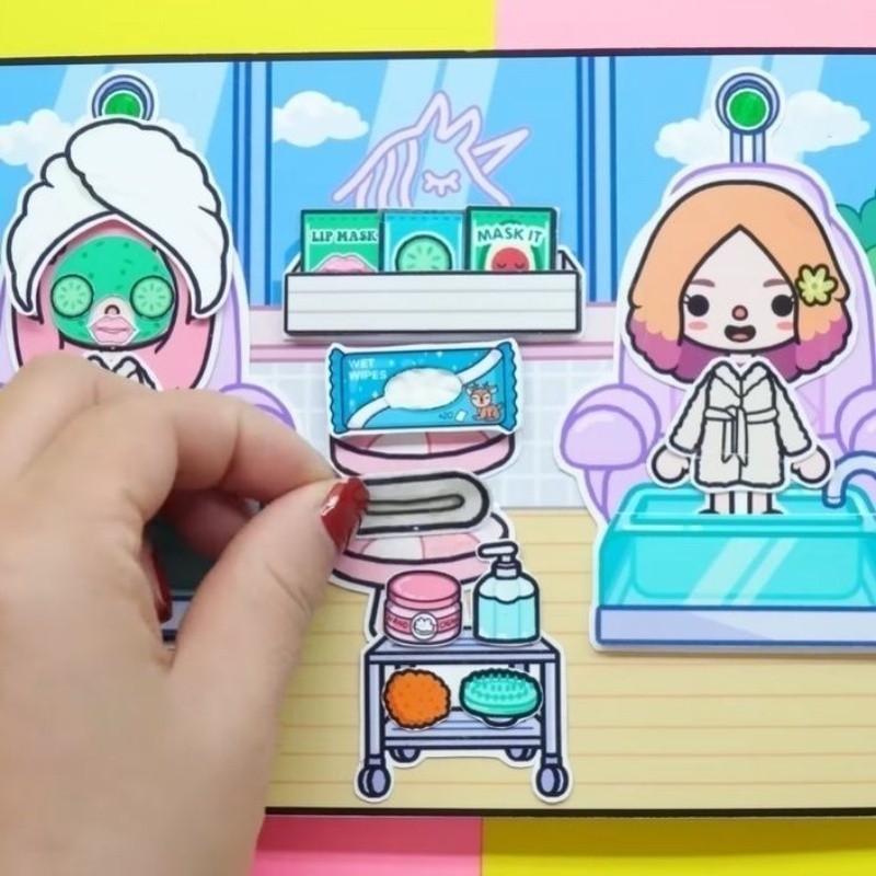 Mom and sister dress up doll handmade diy material package fun toy game quiet book three-dimensional đồ chơi cắt dán