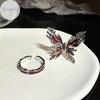 K2nightfee Punk Gothic Nhẫn Đỏ Vintage Ánh Sáng Mở Có Thể Điều Chỉnh Nhẫn Ngón Tay Phong Cách Pháp Cá Tính Đảng Tặng Trang Sức VN