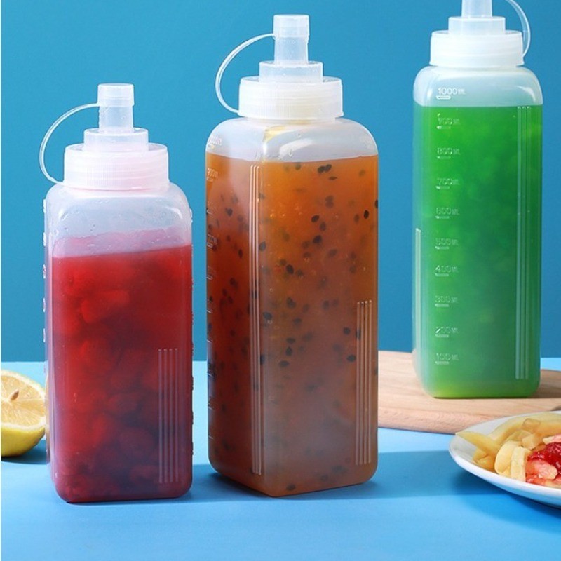 Đường Kính Lớn Nhựa Đựng Sốt/Mứt Có Nắp, Siro, Nước Trái Cây, Trà Sữa, Dầu Ép, Dung Tích 800mML/1000ML