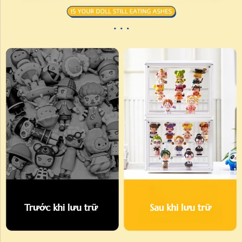 Tủ , Dung Lượng Cao Hộp Trưng Bày Trong Suốt 3 Tầng Bảo Quản Mô Hình Blindbox ,Thiết Kế Công Tắc Từ