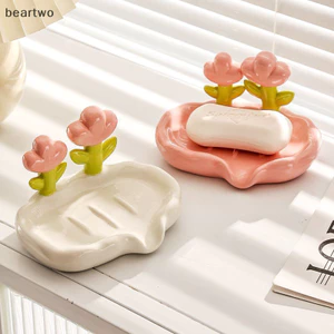 Hộp xà phòng thoát nước sáng tạo, chống trượt, phụ kiện phòng tắm, giá đỡ màu trắng, tiện dụng tại nhà