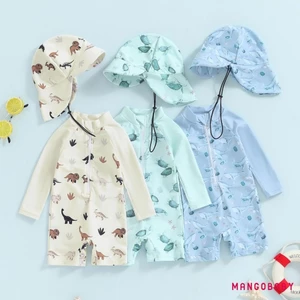 Mg-baby Boy Đồ Bơi Bộ Cá Voi Tay Dài Rash Guard Đồ Bơi Mũ Chống Nắng Tập Đi Tắm Phù Hợp Với Trang Phục