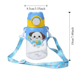 Bình nước trẻ em JKDESIGN, Cốc nước thể thao dung tích lớn bằng nhựa 680ml, Phim hoạt hình có ống hút có dây đeo Cốc uống trong suốt cho bé trai bé gái