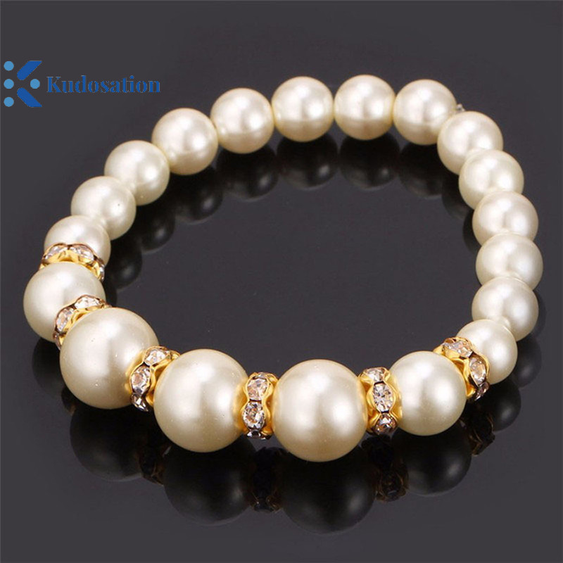 Kudosation 3in1 Bộ Thanh Lịch Mô Phỏng Ngọc Trai Vòng Cổ Bông Tai Vòng Cổ Dài Nữ Cô Dâu Cưới Trang Sức Quà Tặng
