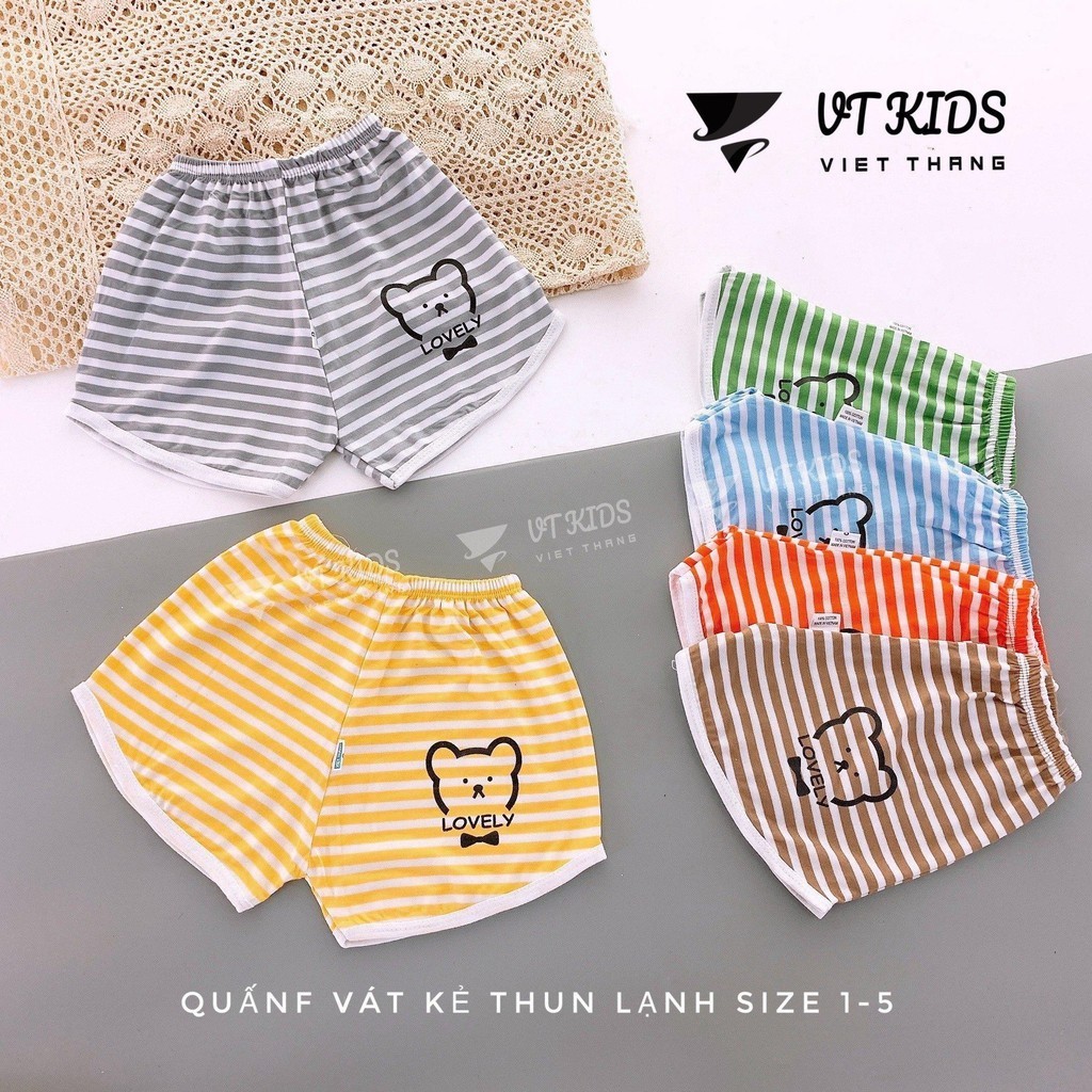 Quần đùi cotton cho bé trai bé gái, quần đùi thun lạnh cho bé từ 4-16kg HX011