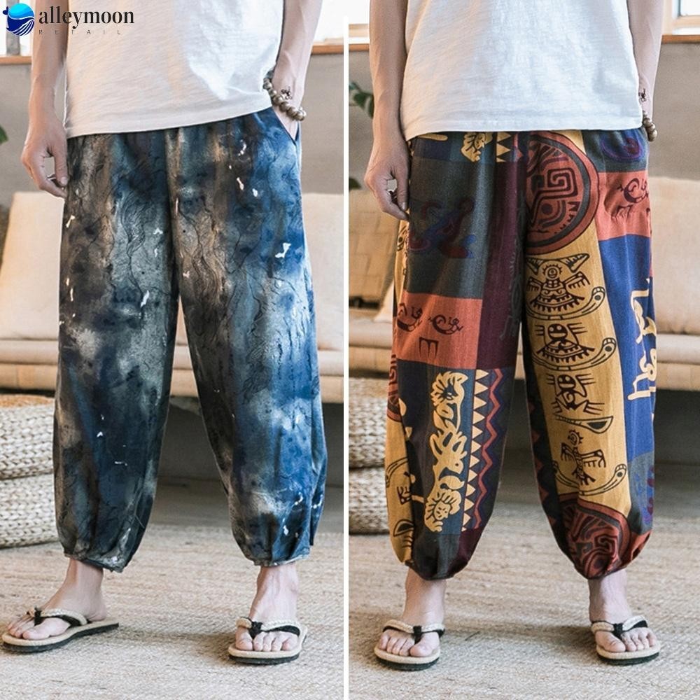Quần dài ống rộng họa tiết thổ cẩm cho nam