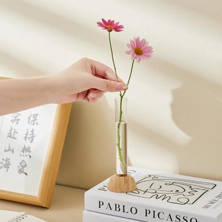 [Giao hàng từ Việt Nam] Bình đựng ống nghiệm LEAFYHOME, Bình thủy canh trong suốt tiết kiệm không gian cây cảnh, Nhựa trang trí với cây gốc tre Chậu hoa