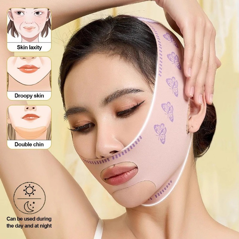 Băng giảm béo Chin Cheek - Dây đeo chống nhăn nâng cơ mặt - Mặt nạ nâng đường chữ V - Đai mặt hình chữ V - Mặt nạ ngủ - Đai nâng thư giãn - Sức khỏe làm đẹp