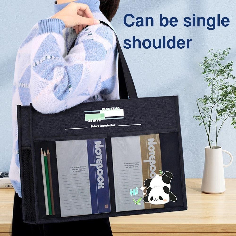 Túi đi học Tote TUYỆT VỜI, Túi dạy kèm dung lượng lớn di động, Túi đựng hồ sơ Panda A3 hoạt hình nhiều lớp sáng tạo dành cho học sinh